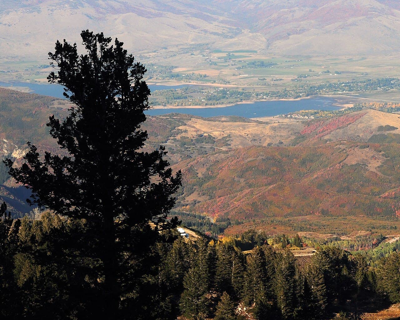 Ogden Valley and Pineview Reservoir seen from Winter Basin above Eden, Utah