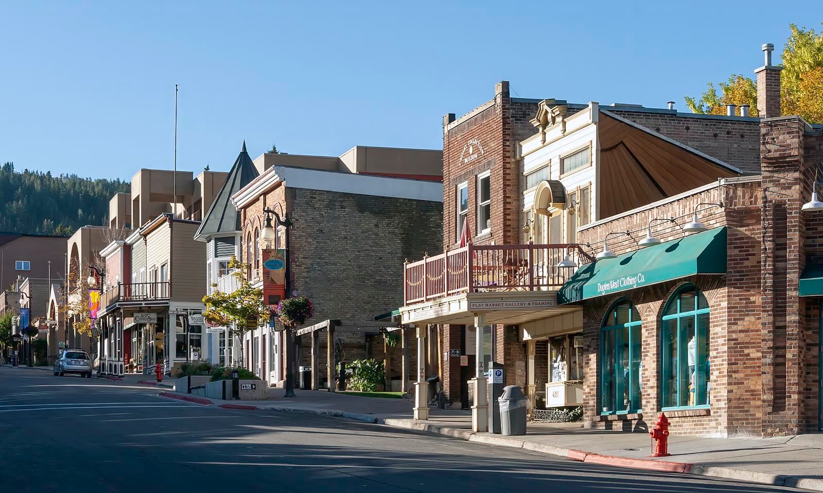 Historic Main Street storefronts in Park City, Utah